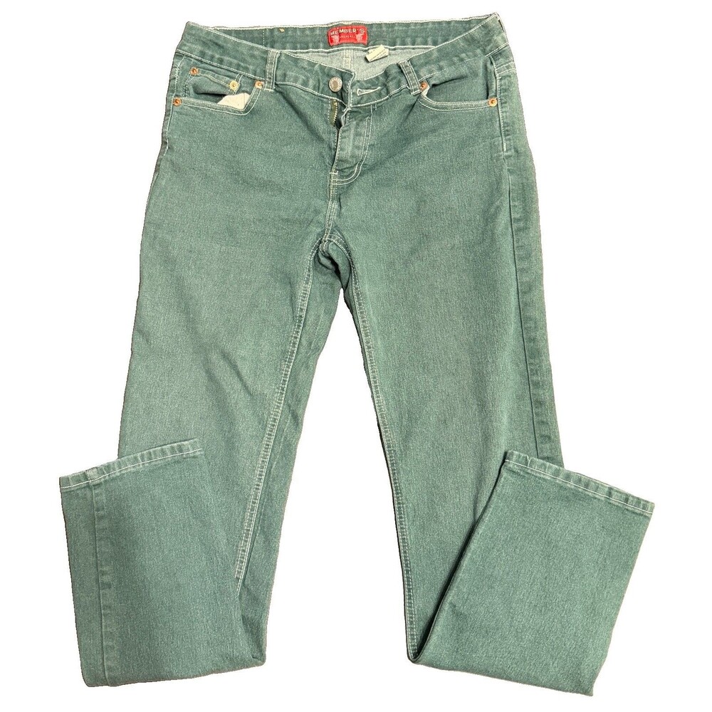 Member's Property Men's Size 34x32 Straight Leg Slim Jeans Med Wash Cotton Blend